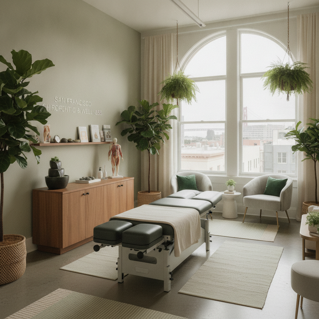 Chiropractor in San Francisco performing spinal adjustment in a bright, modern clinic
