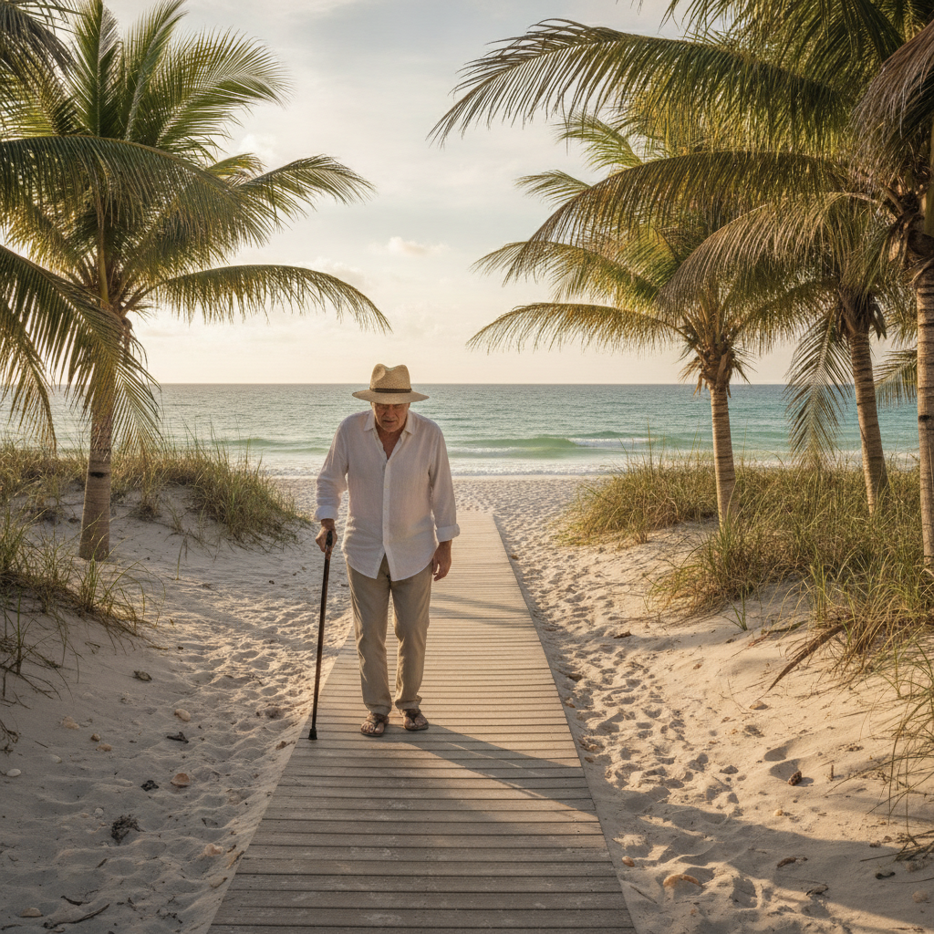 Person with sciatica walking outdoors, seeking sciatica treatment Naples FL