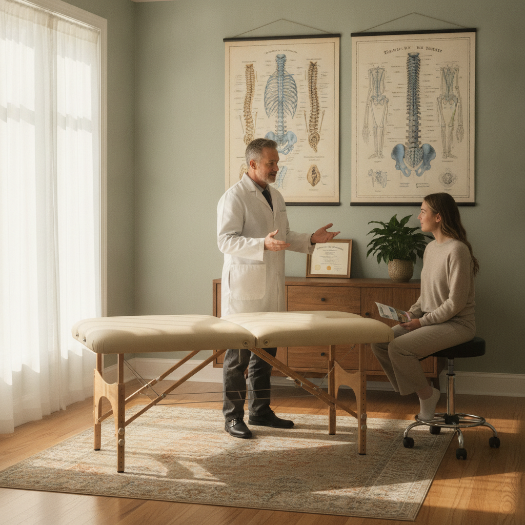 Chiropractor for Back Pain Grass Lake MI helping a patient in a modern clinic