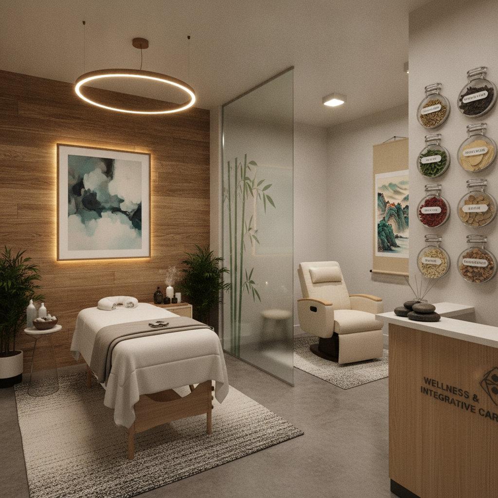 Modern chiropractic clinic with massage and acupuncture areas, chiropractor in San Francisco