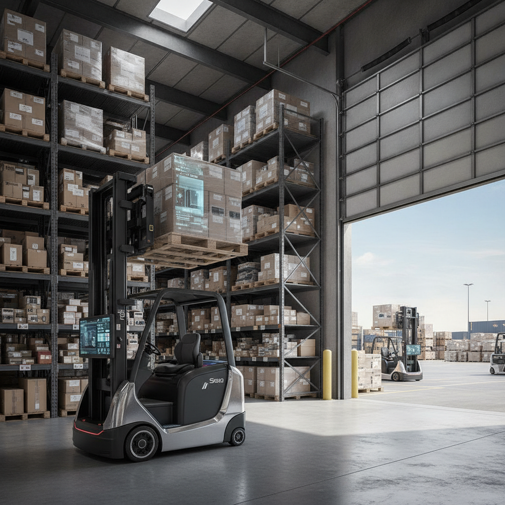 Modern warehouse forklift with advanced safety features in use, Forklift Sales Rockwall TX
