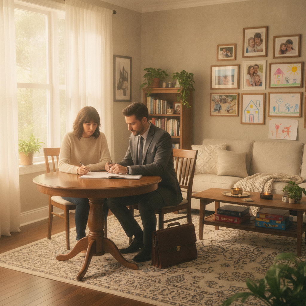 Estate Planning Lawyer Kansas City MO helping parents secure their children's future with legal documents and family discussions