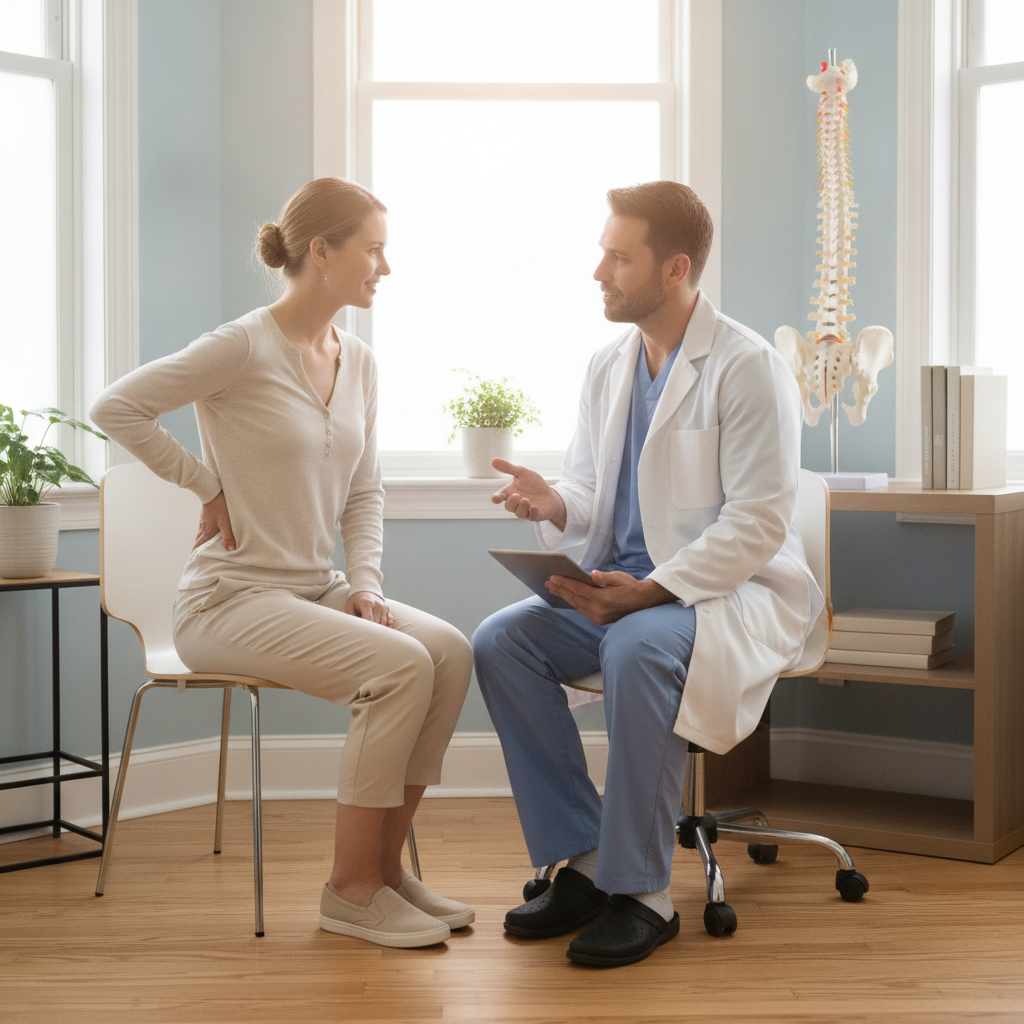 Patient consulting with a specialist for sciatica treatment Rochester Hills MI