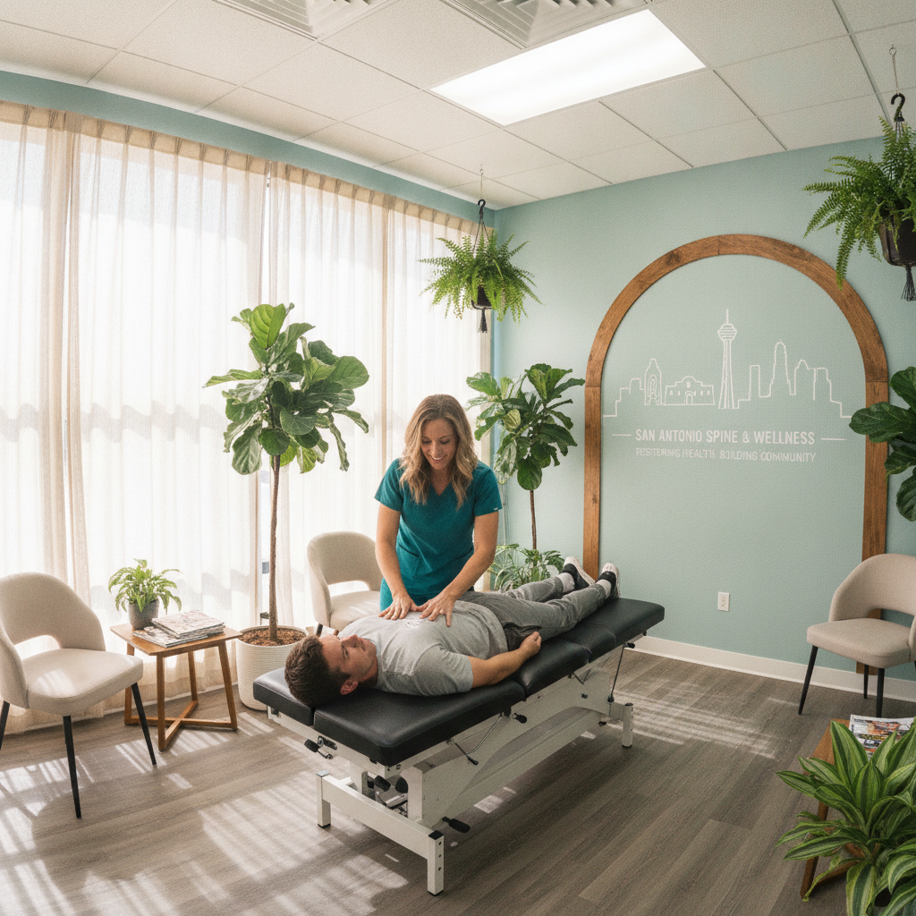 Chiropractor with patient in clinic