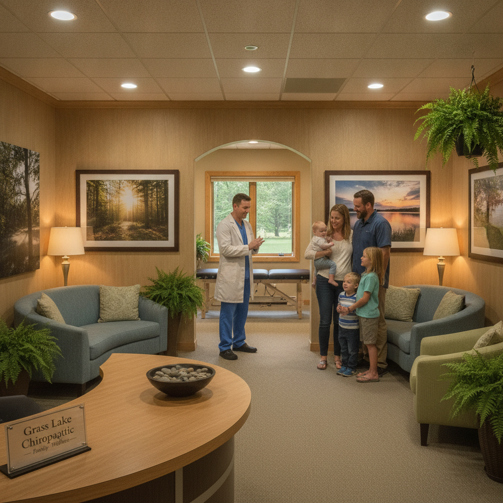 A family consulting with a Chiropractor Grass Lake MI professional in a modern clinic