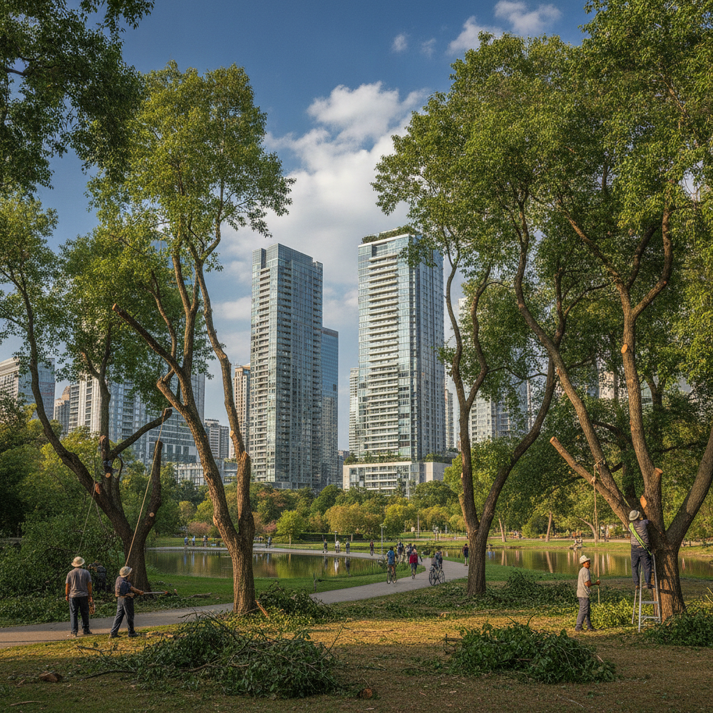 Urban tree pruning in Blue Island