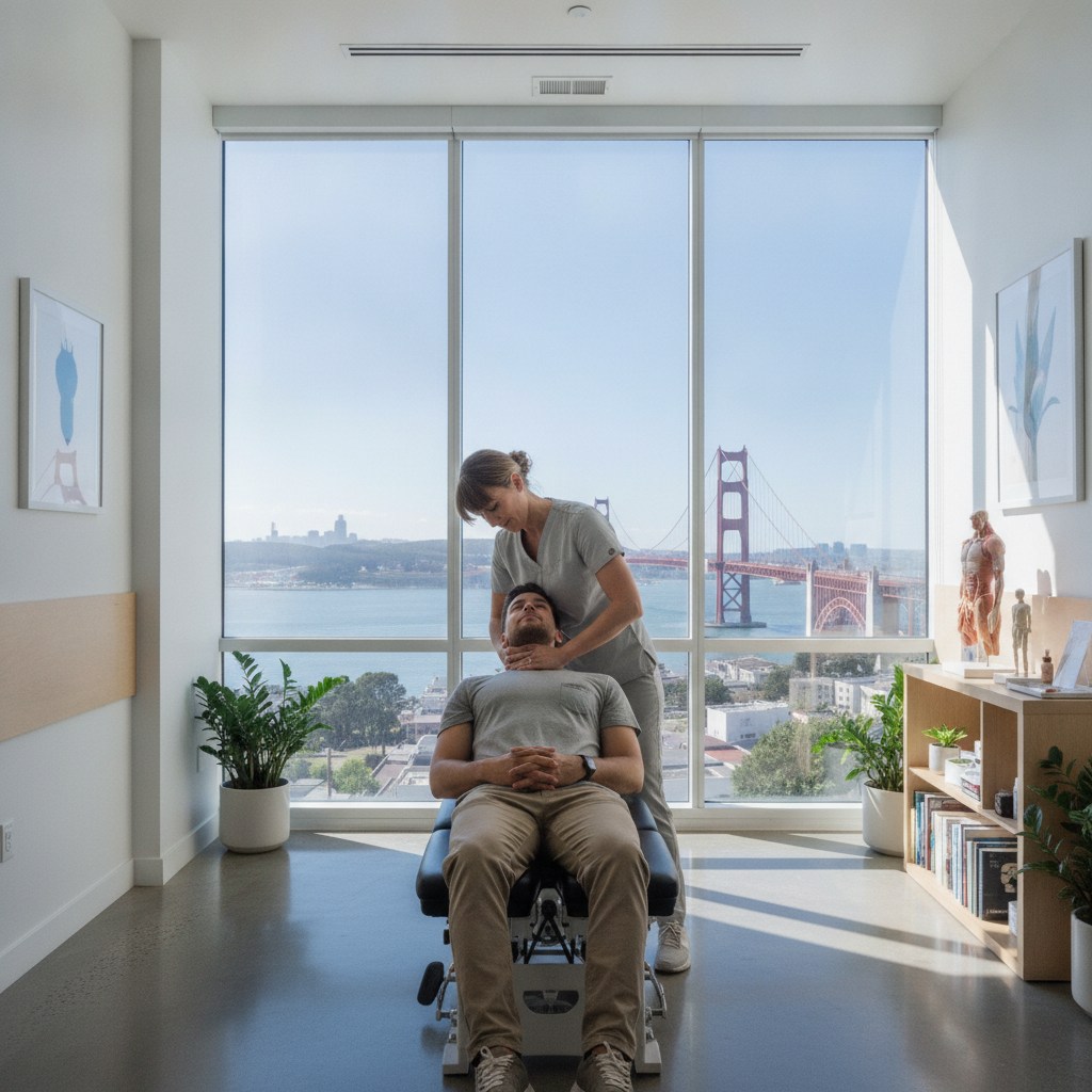 chiropractor in San Francisco performing neck adjustment for neck pain relief