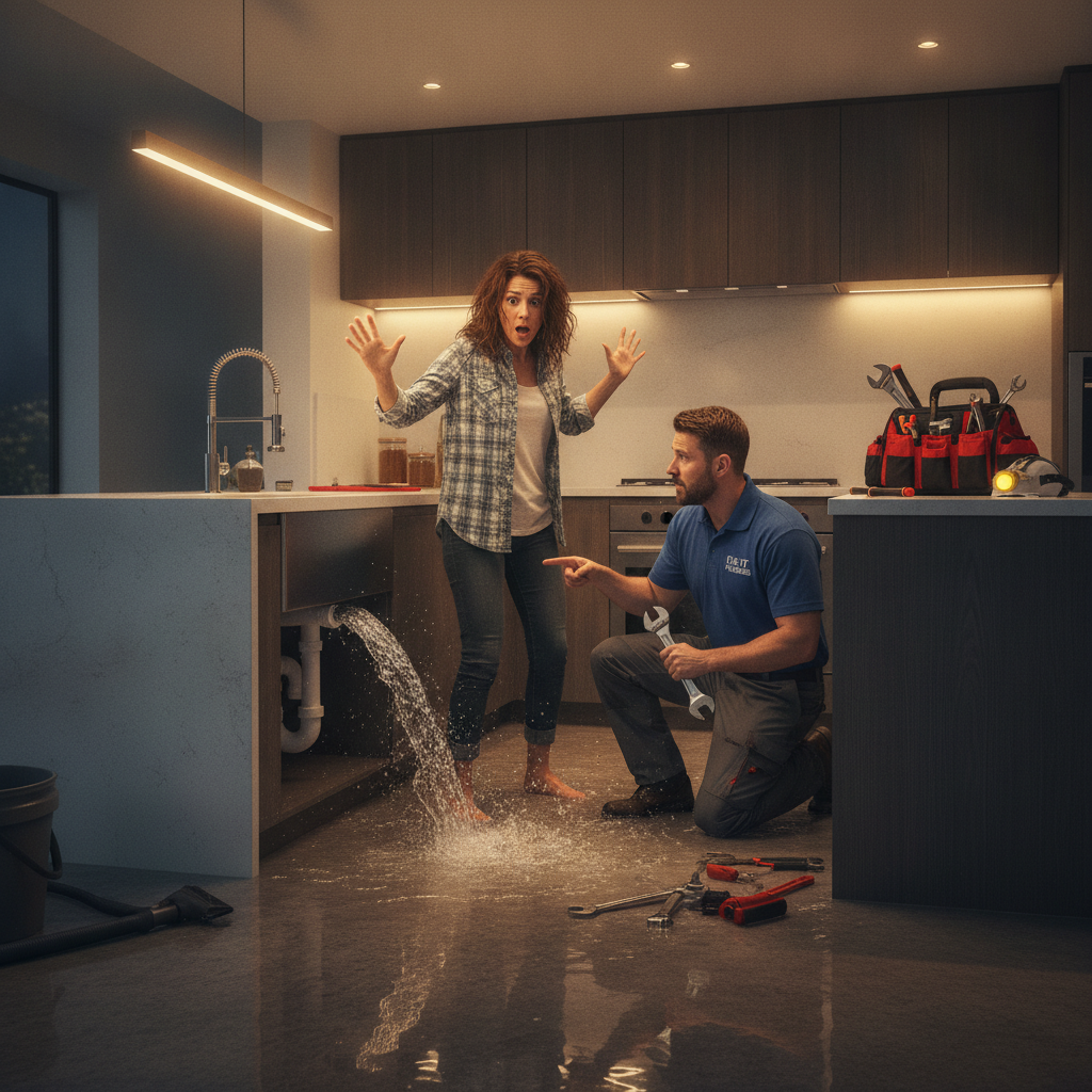 Plumber responding to a burst pipe emergency, emergency plumbing company Sterling Heights MI