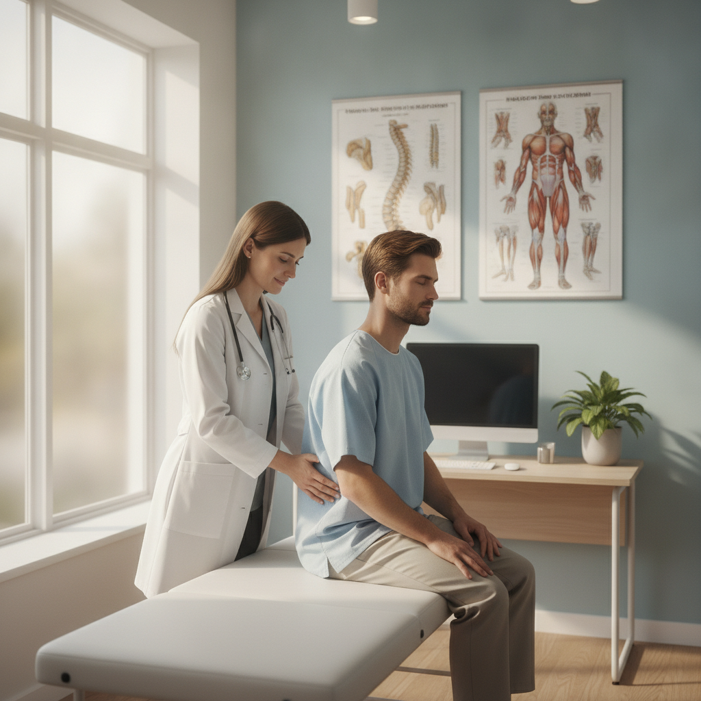 Person holding their lower back while walking, illustrating back pain radiating into the legs and back pain treatment San Antonio TX