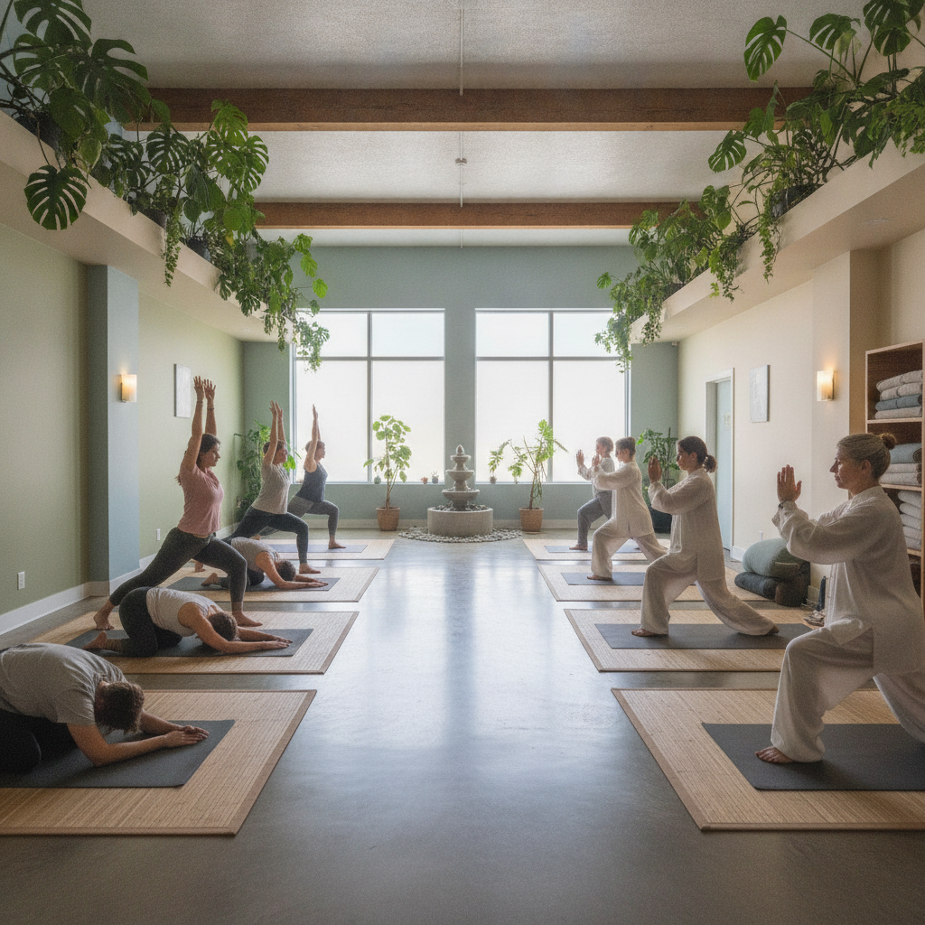 Group participating in gym classes for mobility, stress relief, and better sleep in Glendale AZ