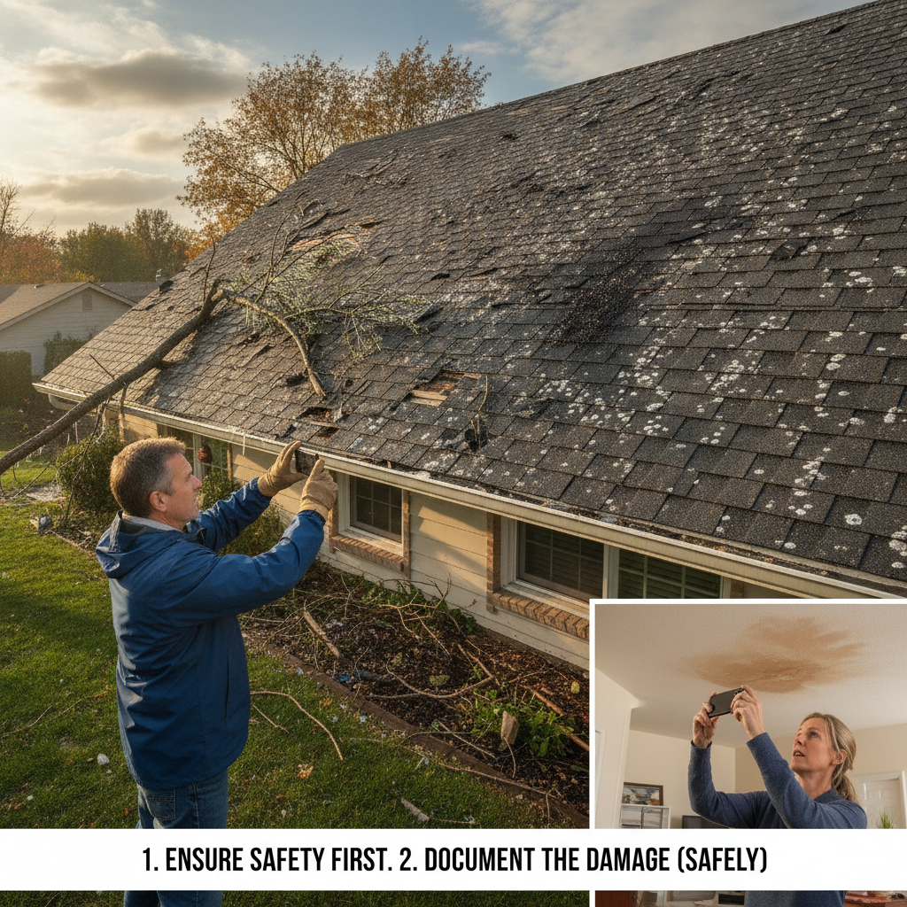 Storm damage roof inspection
