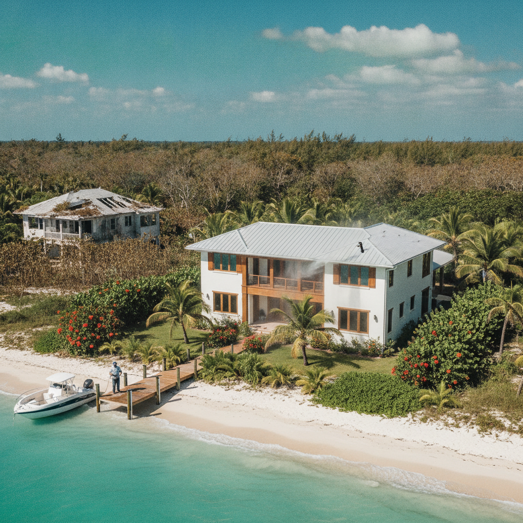 A modern Fort Lauderdale home near the beach with a clean exterior, demonstrating how often should you pressure clean your home in Fort Lauderdale for optimal curb appeal and protection.