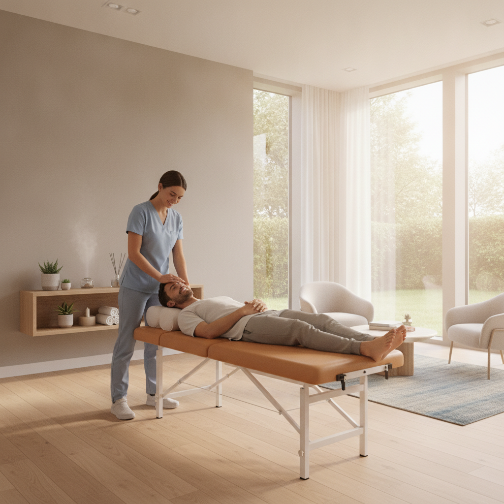 Chiropractor in San Francisco adjusting a patient's back in a modern clinic
