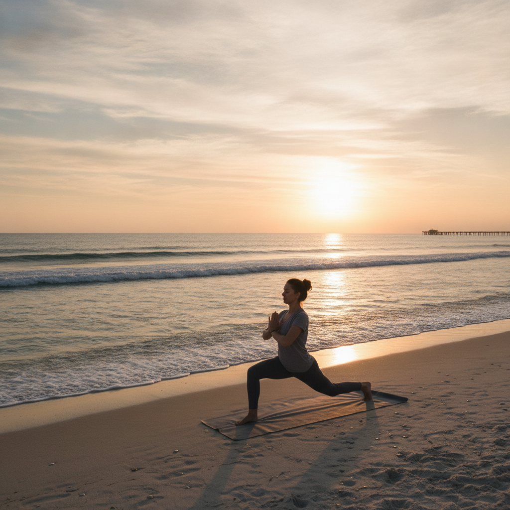 Elderly person stretching in bed at sunrise, experiencing morning sciatica stiffness, sciatica treatment Naples FL