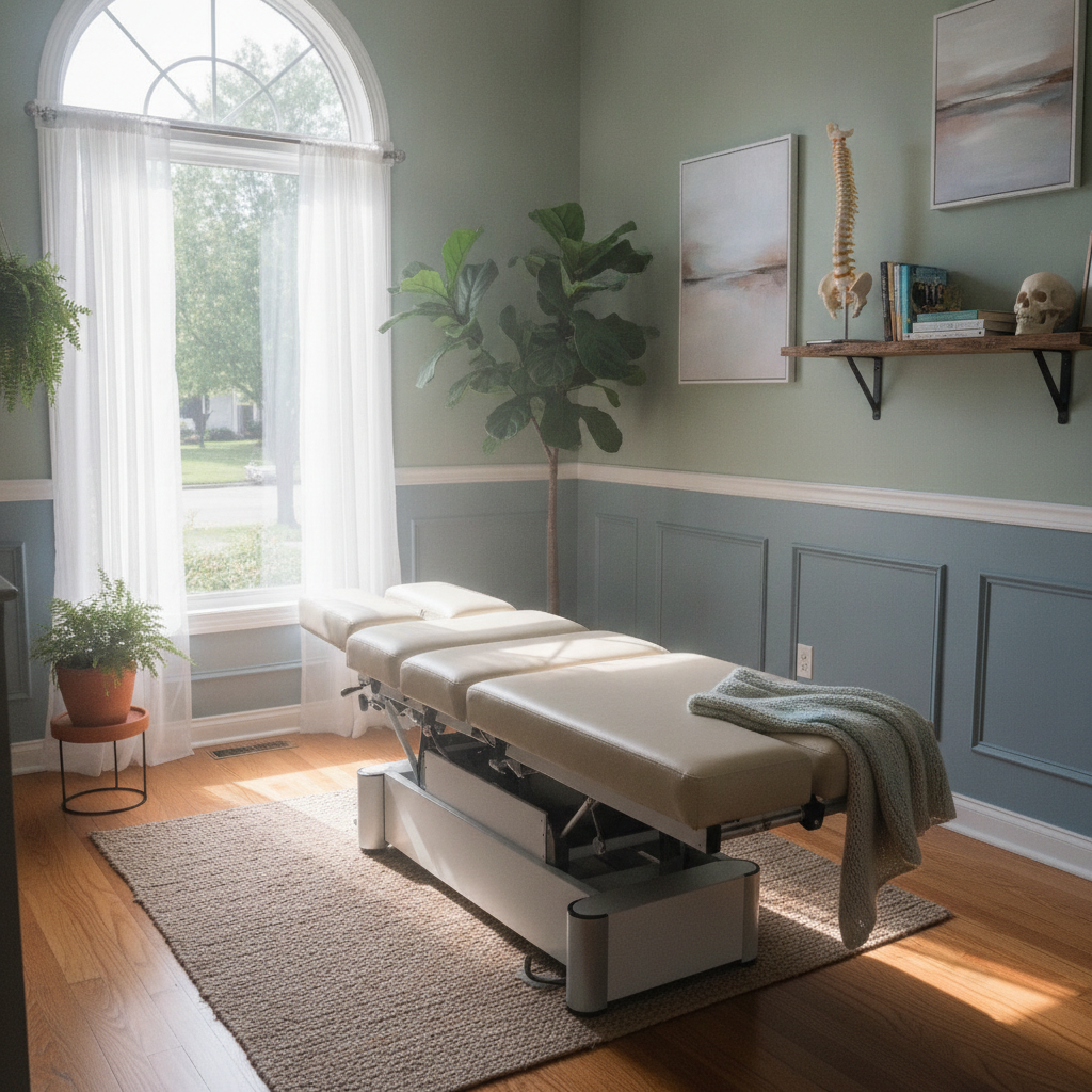Chiropractor Rochester Hills MI clinic interior with patient and doctor during spinal adjustment