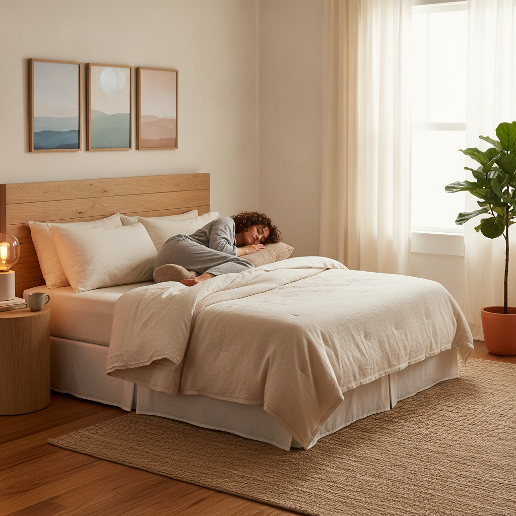 Woman adjusting pillow for back pain relief Rochester Hills