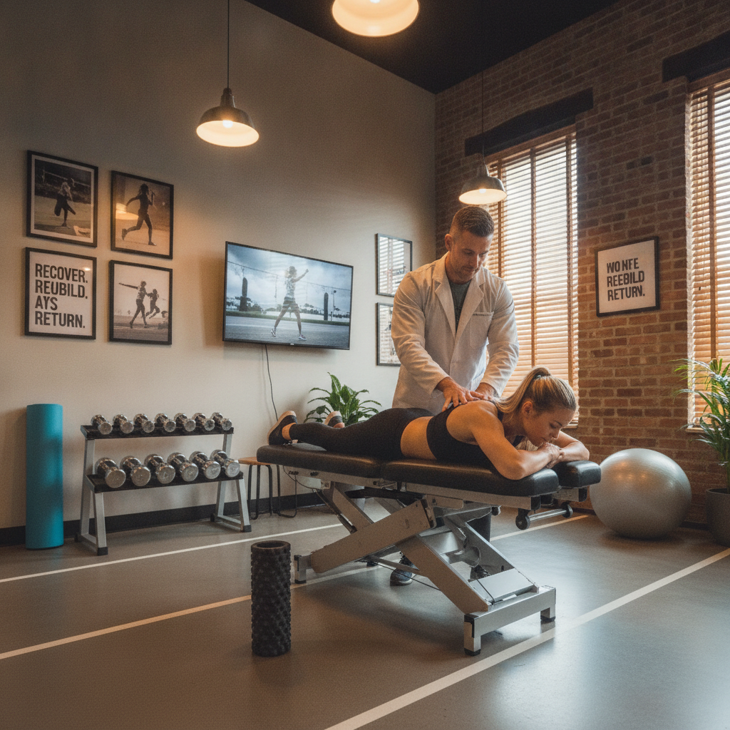 Athlete receiving a chiropractic adjustment at a Chiropractic Clinic Mesa AZ, focusing on sports injury recovery and performance