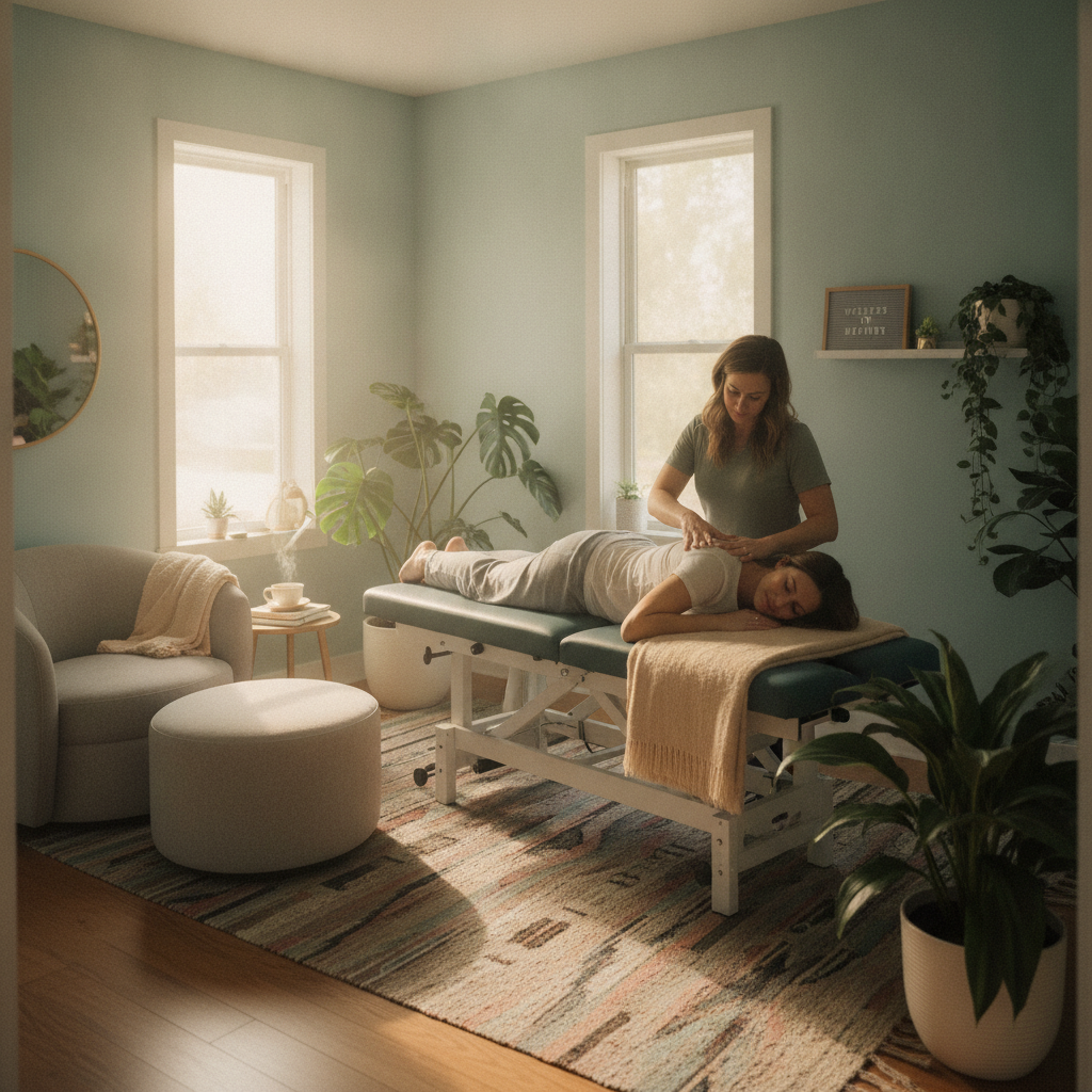 Pregnant woman receiving chiropractic care