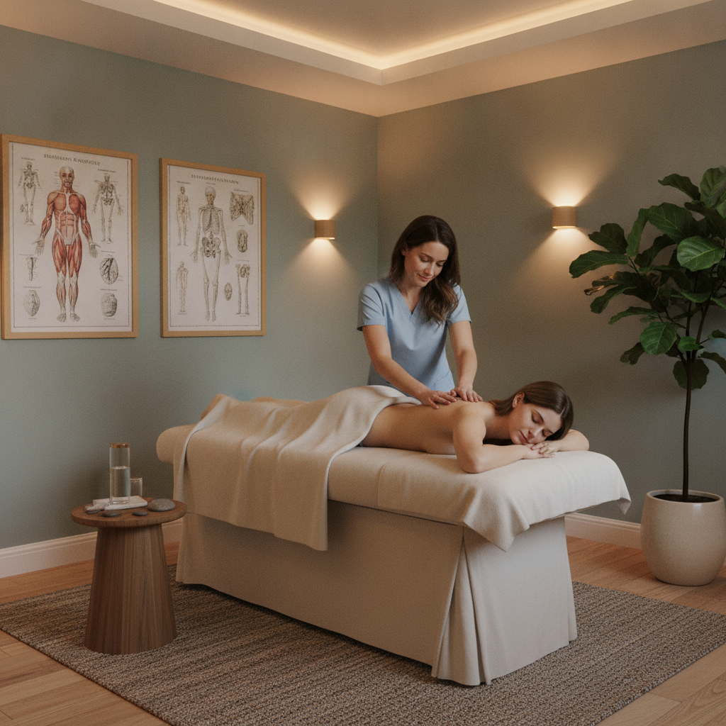 Chiropractor in San Antonio TX treating chronic muscle tightness and trigger point pain in a patient's upper back