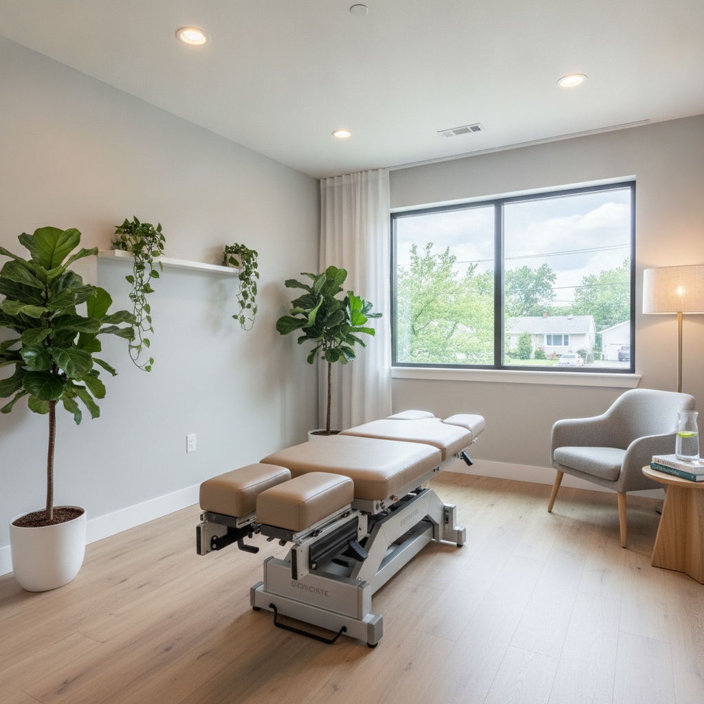 Modern chiropractic clinic lobby with friendly staff and patients, representing chiropractor Rochester Hills MI options