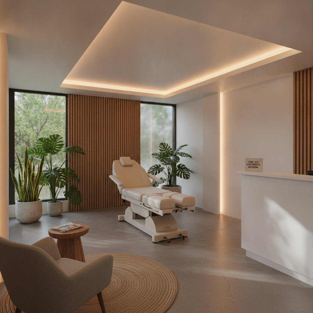 A welcoming chiropractic clinic waiting area with a friendly staff member, representing chiropractic care San Antonio TX