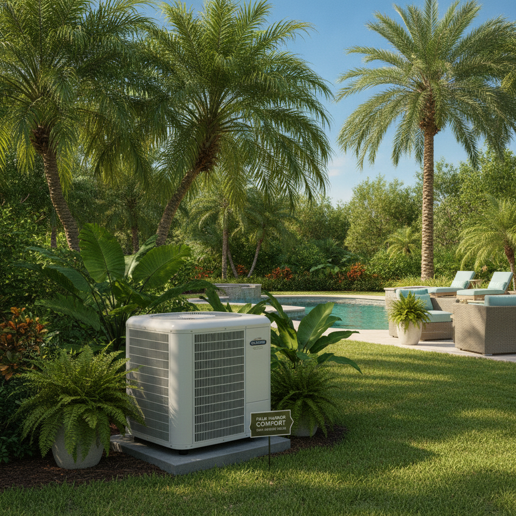 Technician performing energy-efficient AC installation Palm Harbor FL