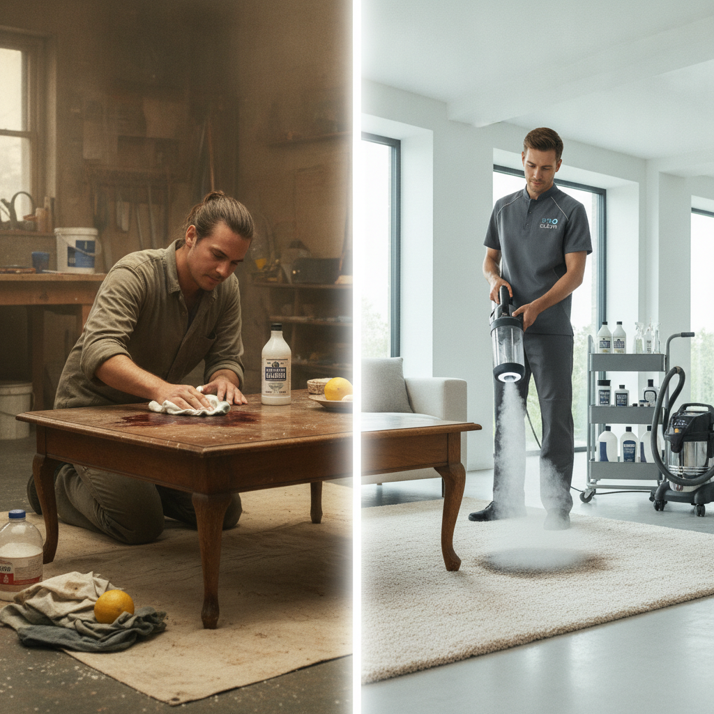 Professional window cleaner using stain eraser tools to remove hard water stains, demonstrating can professional window cleaning remove hard water stains