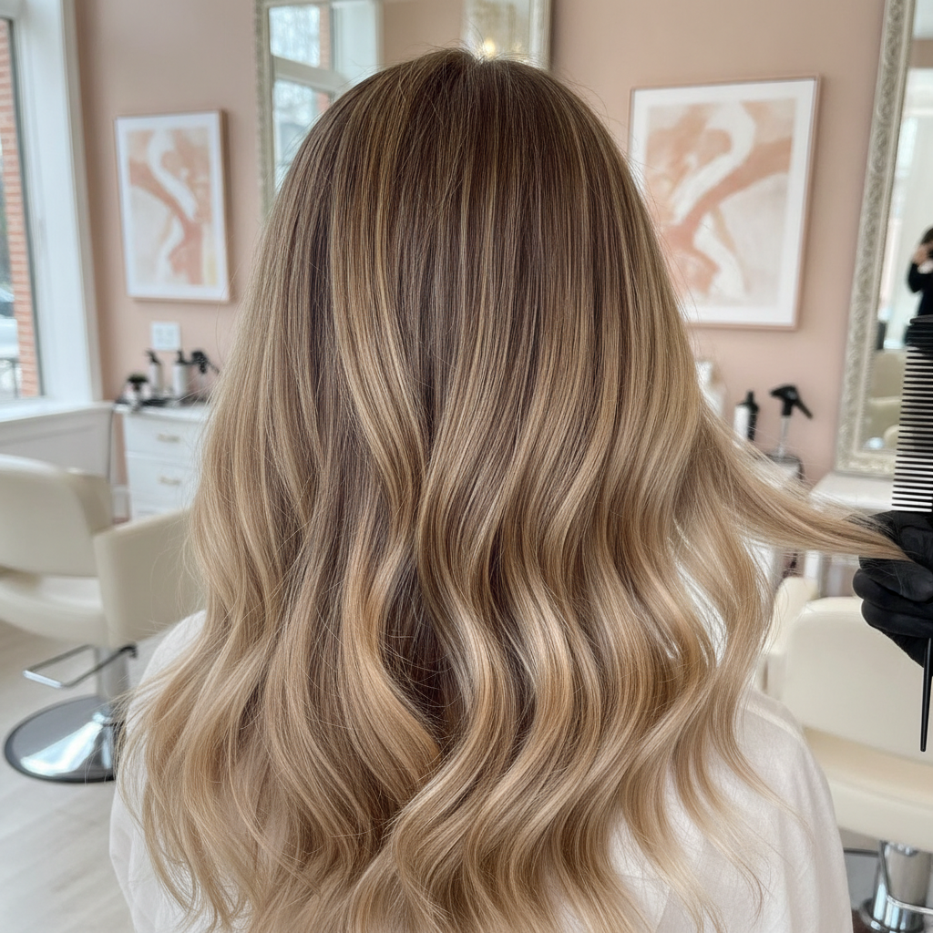 Stylist applying balayage technique at Tribeca Hair Studio NYC