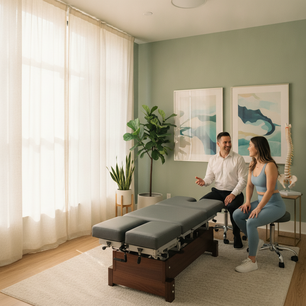Chiropractor helping patient with back pain
