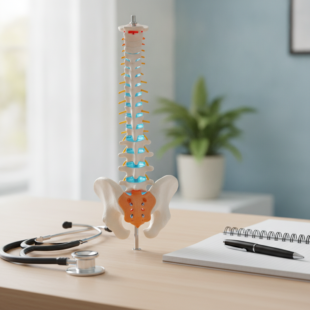 Illustration of a person experiencing lower back pain, highlighting the spine with a focus on herniated discs and Back Pain Treatment Grass Lake MI
