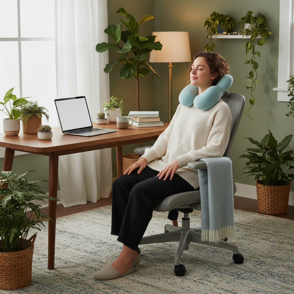 A chiropractor assisting a work-from-home professional with neck tension, Chiropractor Grass Lake MI