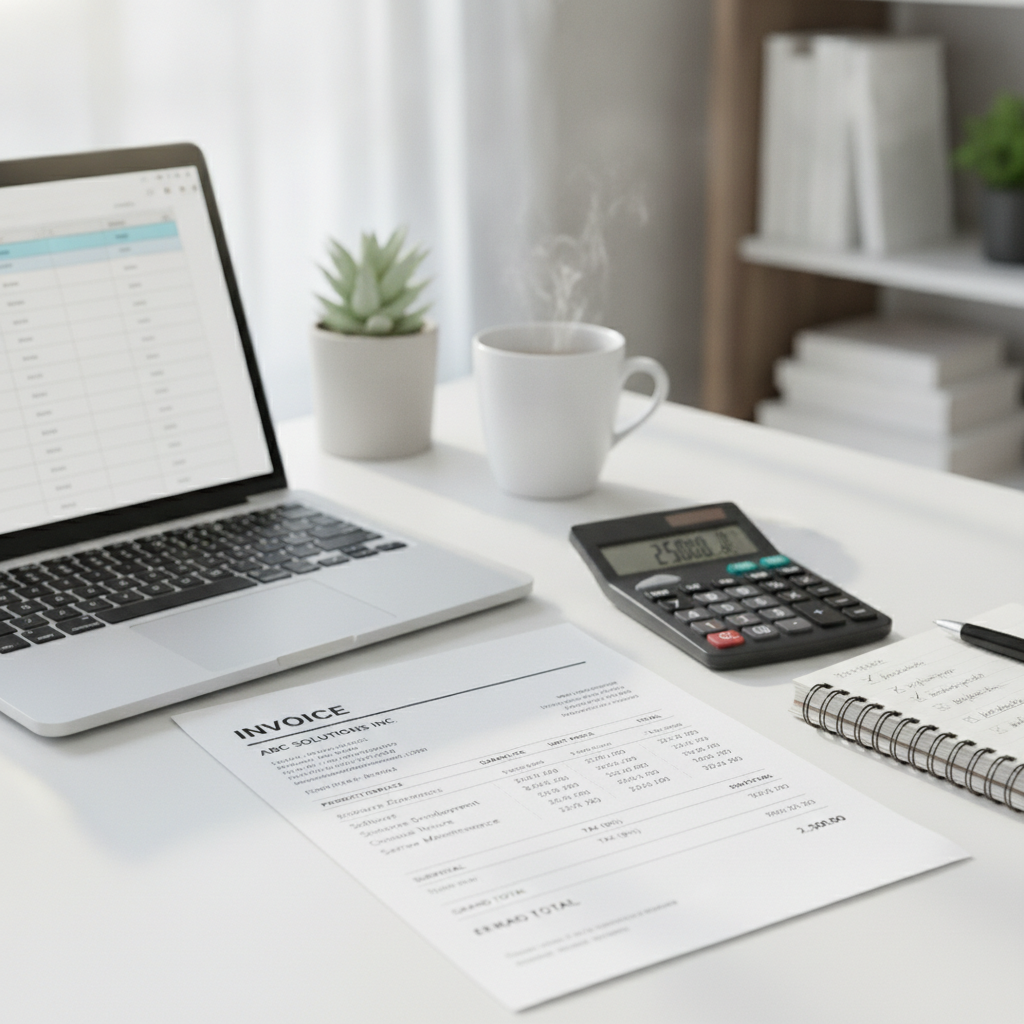 Checking the Company Name and Product Details on an apnTech Invoice