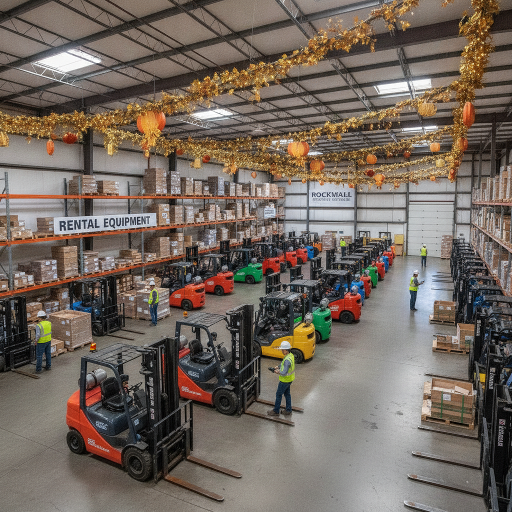 Seasonal forklift rentals Rockwall TX warehouse loading pallets for peak demand