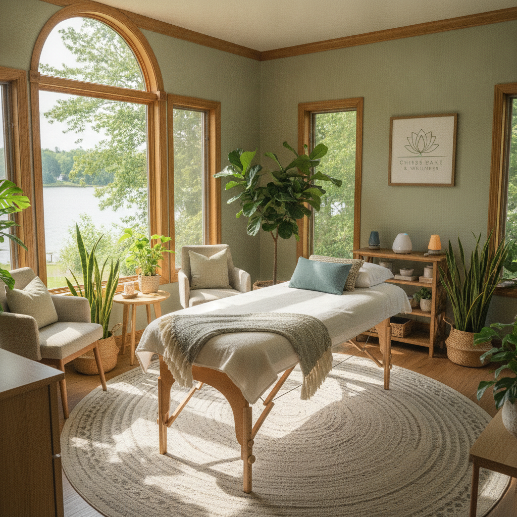 Chiropractor Grass Lake MI: A chiropractor performing an adjustment in a modern clinic, with a welcoming and comfortable atmosphere