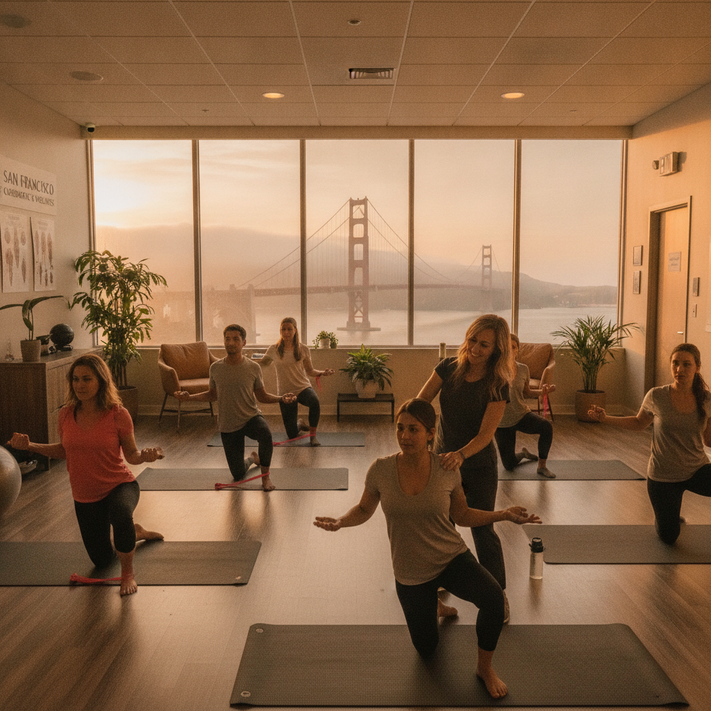 Chiropractor in San Francisco helping a patient improve posture and mobility during a wellness session