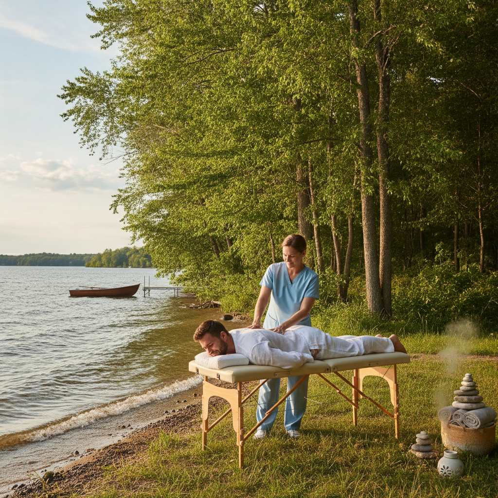 Chiropractor Grass Lake MI helping a patient with pain relief and wellness in a bright, modern clinic