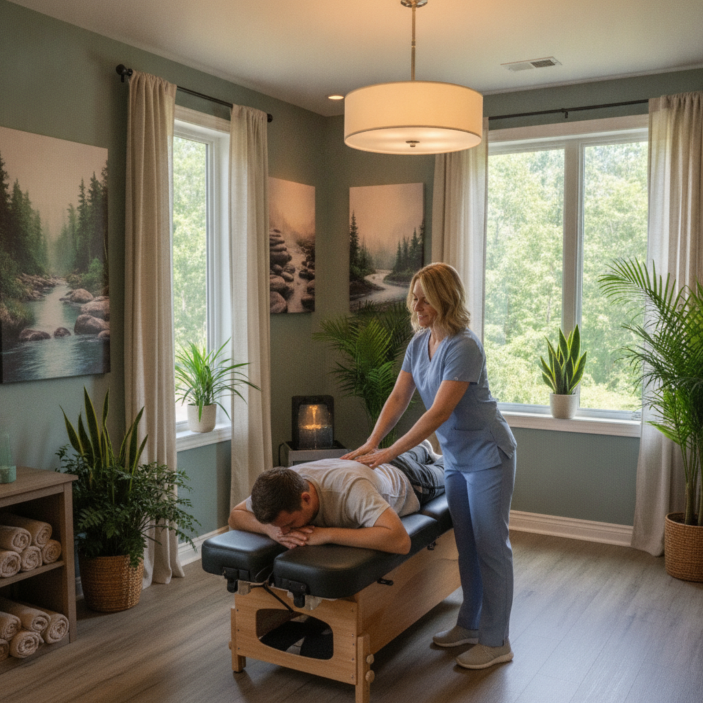 Chiropractor Grass Lake MI performing spinal adjustment for back and neck pain relief