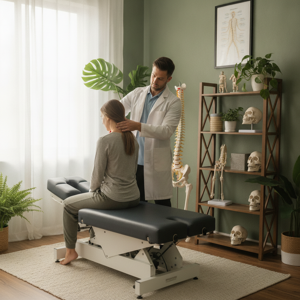Chiropractor for Back Pain West Des Moines IA helping a client improve posture at a desk