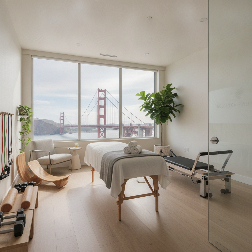 Back pain treatment San Francisco - A person consulting a spine specialist in a modern clinic, showing spine anatomy models and treatment options