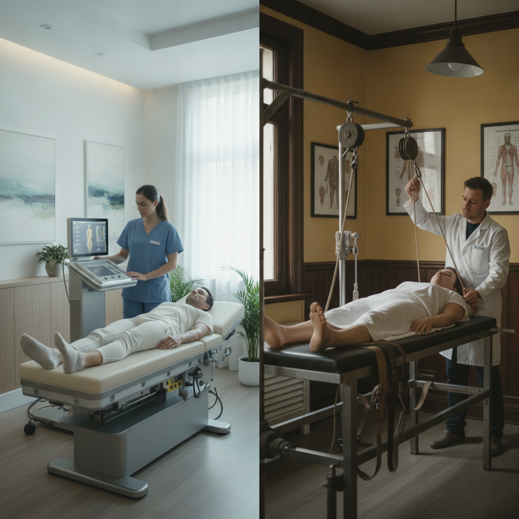 Patient receiving Spinal Decompression Therapy West Des Moines IA in a modern clinic setting, with a focus on comfort and advanced technology
