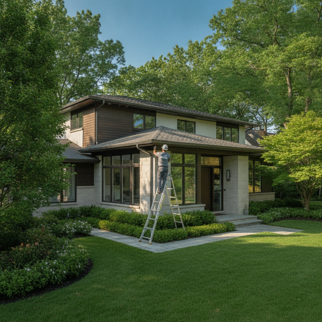 Gutter installation and repair by a roofing contractor bloomfield hills protecting a home from water damage