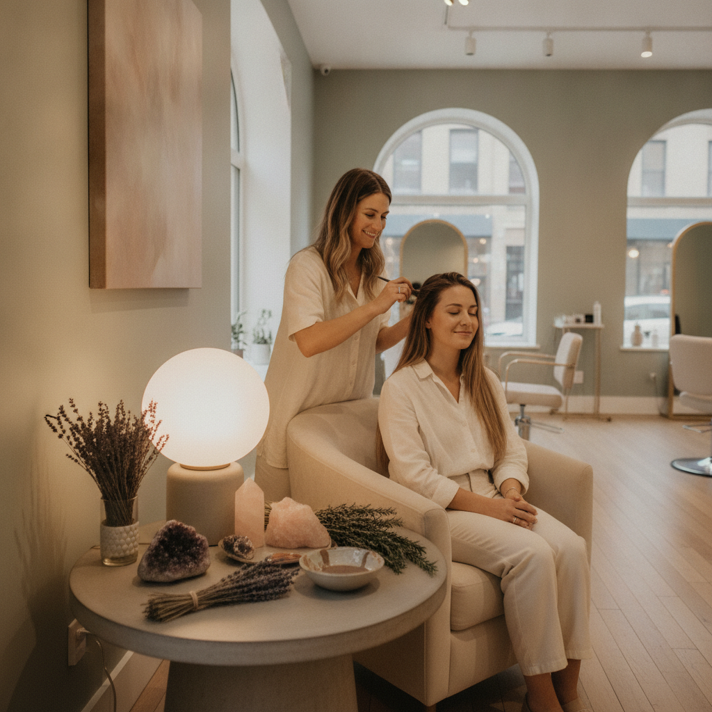 A stylist expertly applying root smudging technique for hair coloring tribeca clients in a modern salon setting
