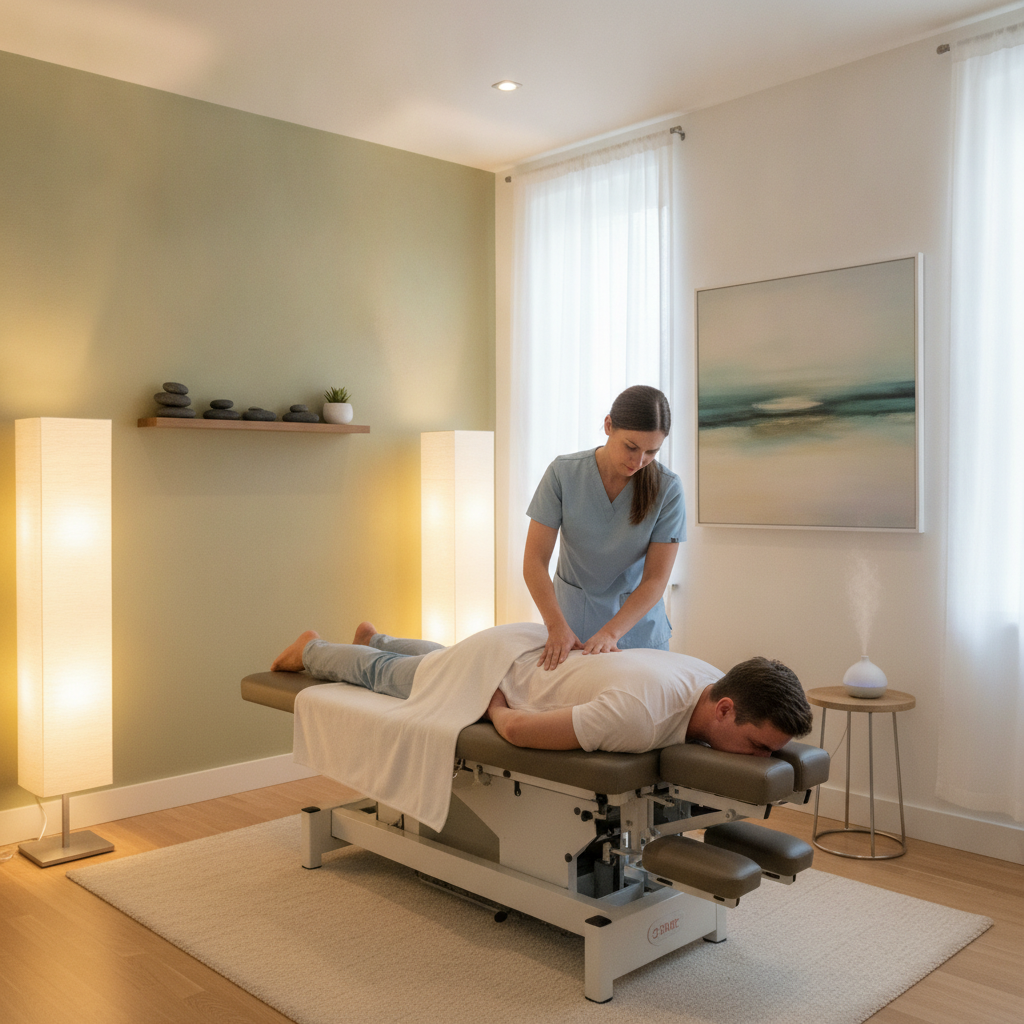 Chiropractor treating lower back pain