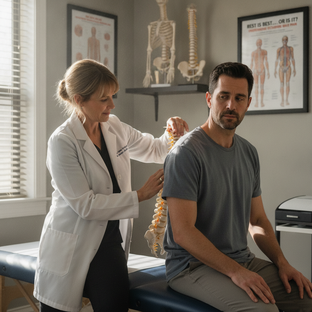 Person experiencing back pain while resting, concept for Chiropractor for Back Pain West Des Moines IA