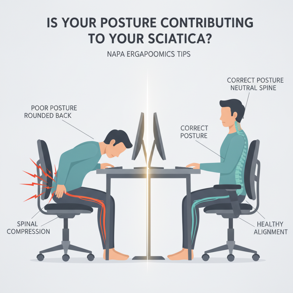 Ergonomic workspace posture for sciatica pain relief
