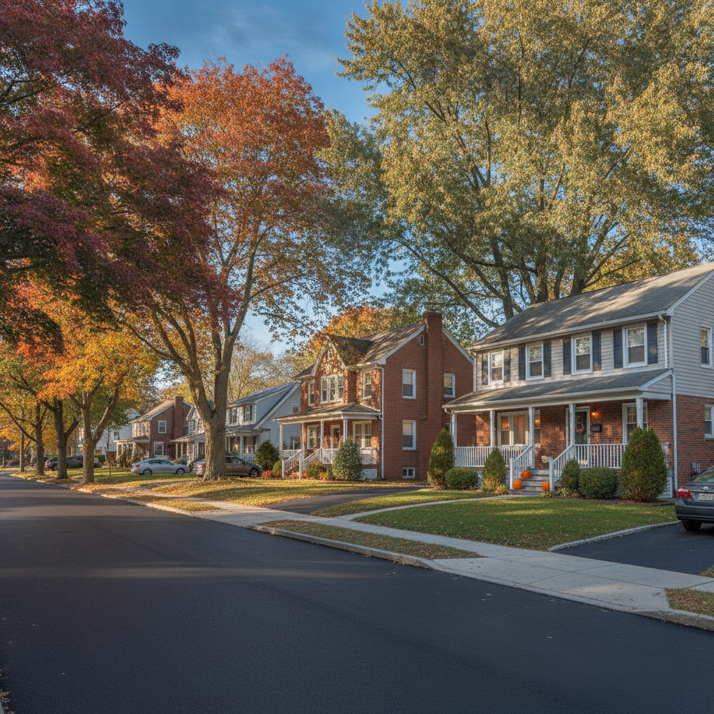 Freshly paved residential driveway with smooth asphalt surface, showing the quality of residential asphalt paving Lodi NJ homeowners expect