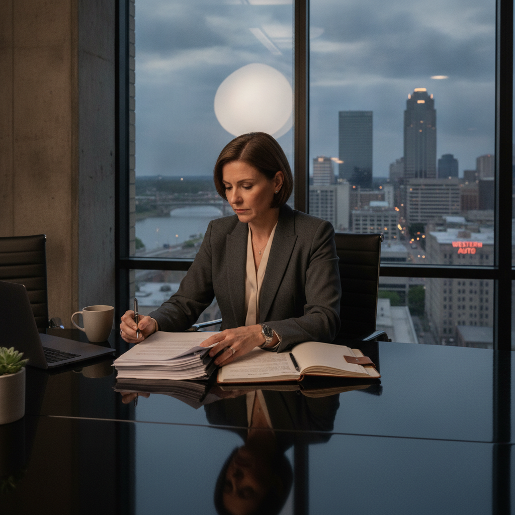 Two professionals discussing documents in an office, representing the need for a Business Disputes Lawyer Kansas City MO