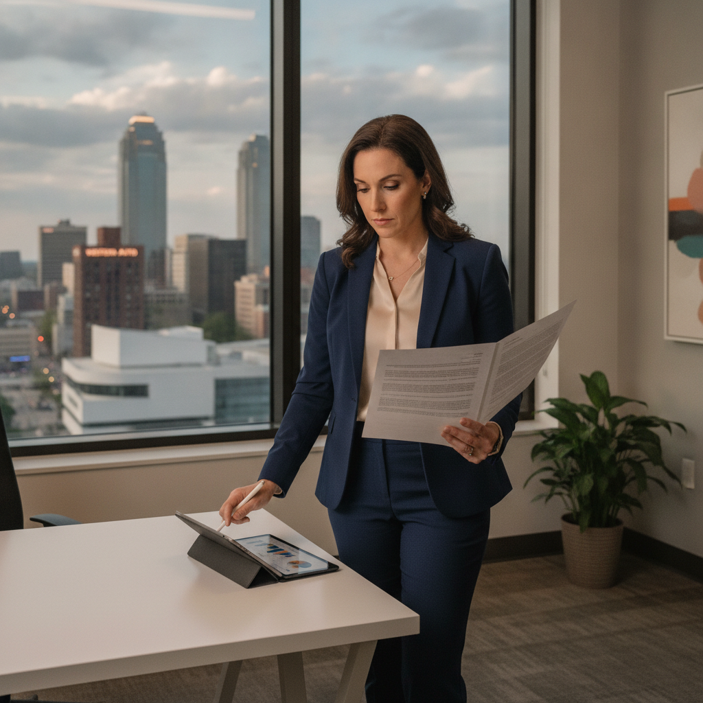 Business owner reviewing a signed contract with a Business Disputes Lawyer Kansas City MO to protect against breach of contract claims